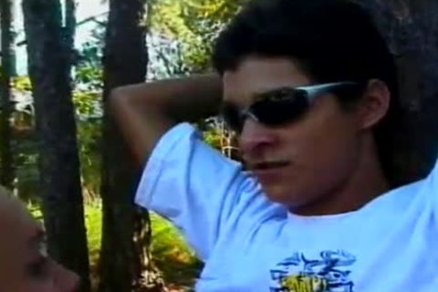 young blonde Transvestite Is pounded In The butt under A Tree
