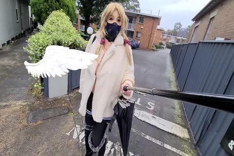 Exhibitionist skank Flashing In A Fur Coat By A Busy Road