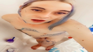 juicy girl in nature's garb Taking A Shower