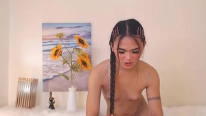 Petite Trans beauty Masturbating Her 10-Pounder