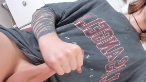 pretty Trans female-taskmaster With Tattoos Tugs Her large 10-Pounder On web camera