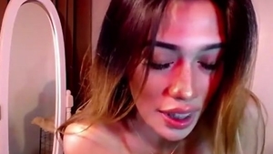 Skinny oriental shemale With large zeppelins Wanks On web camera