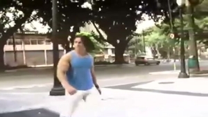 filthy brunette ladyman Stuffing chap in advance of Being ganghammered